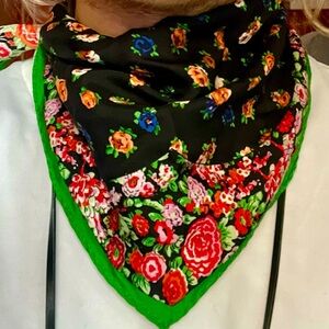 COACH SILK DIAMOND SCARF prairie floral bandana twilly coach 1941 multicolor